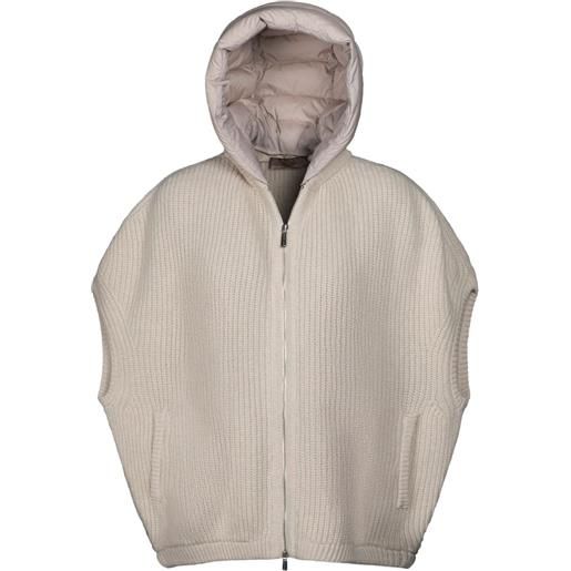 Moorer cardigan amida-ds3 con cappuccio - toni neutri