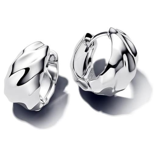 Pandora essence 293874c00 - orecchini a cerchio ondulati in argento sterling