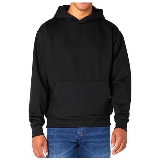 FM London felpa con cappuccio uomo essentials - hoodie uomo leggermente oversize, design pesante, traspirante, in misto cotone