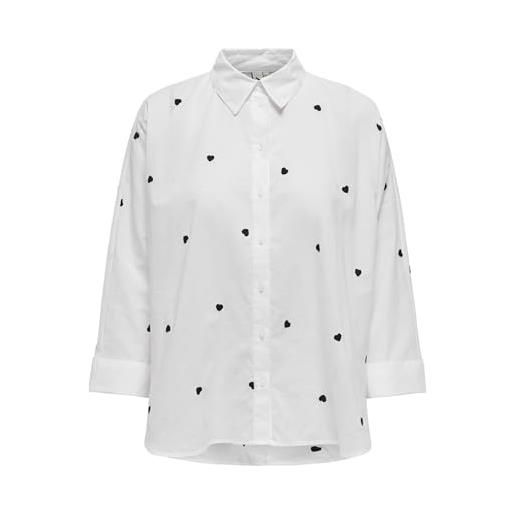 ONLY onlnew lina grace ls emb - maglietta noos wvn, bianco, xl