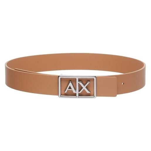 Armani Exchange women's simple look, monocolore, logo buckle plate belt, camel rose, 80, camel rose, 80 cm
