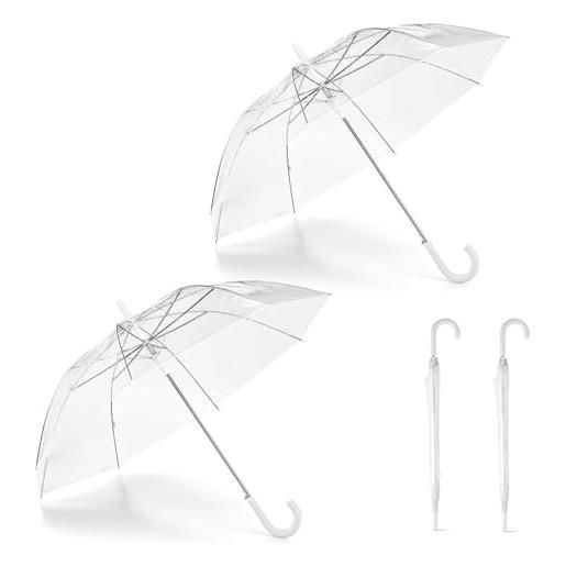 081 Store - 2 pezzi ombrello trasparente grande con chiusura automatica, ombrello pioggia