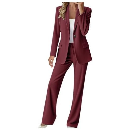 Generico completo da donna elegante business cerimonia completo blazer elegante formale tinta unita pantaloni e giacca ufficio con tasche tailleur outfits taglie forti moda maniche lunghe abito due pezzi set