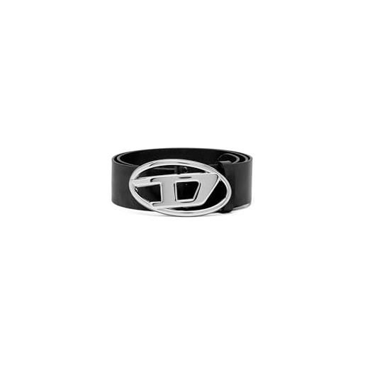 Diesel oval d logo b-1dr w belt cintura, nero/nickel, 80 cm unisex-adulto