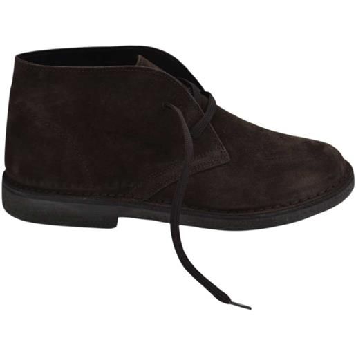 Malu Shoes polacchino uomo vera pelle scamosciata marrone comfort gomma business professionista handmade in italy