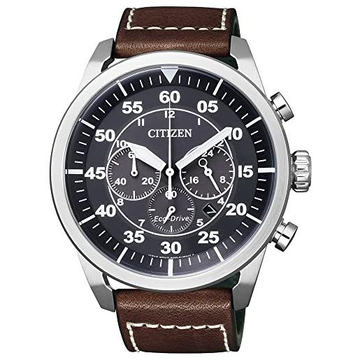 Citizen orologio cronografo eco-drive uomini con cinturino in pelle