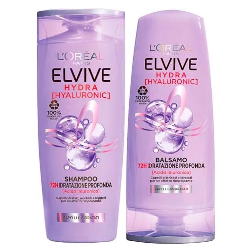 L'Oreal Paris l'oréal paris elvive hydra hyaluronic balsamo 72h idratazione profonda 400 ml + l'oréal paris elvive hydra hyaluronic shampoo 72h idratazione profonda 400 ml - 2 flaconi