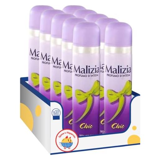 SPESA & RISPARMIO malizia deodorante chic donna - spray 75 ml - profumazione elegante e delicata - variazioni 4/6/8/10 pezzi (10)