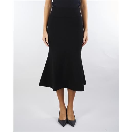 TWIN SET gonna nero longuette in maglia con godet