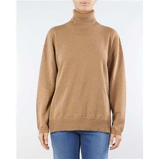 TWIN SET maglia beige dolcevita in cashmere