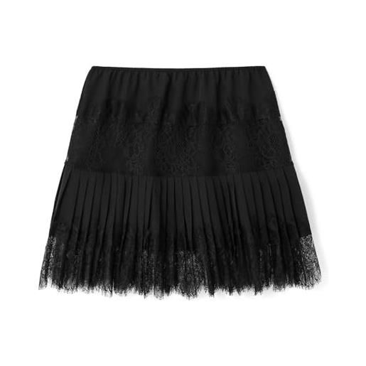 Generisch slip da donna y 2k in pizzo elastico mini skirts pleated half slip short skirt flowy short skirt babysachen, nero , l
