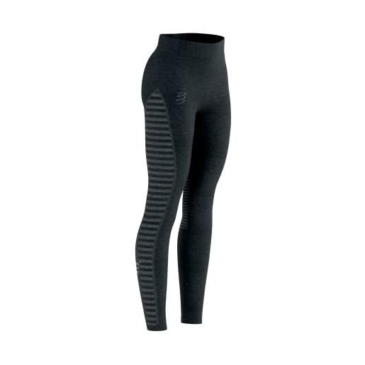 Compressport winter run legging w malla, black, xs da donna, nero, xs