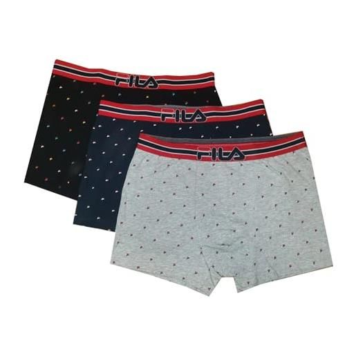Moda Egidio boxer uomo fila confezione 3 pz cotone bielastico vari modelli (it, testo, l, regular, regular, 5081)