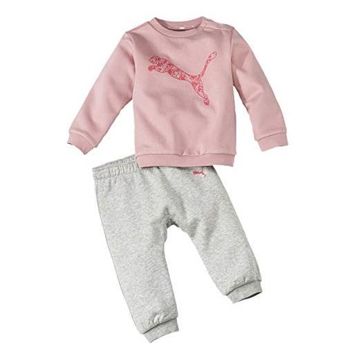 PUMA tuta da bambino infant jog suit boys minicats in pile per bambini, set di pantaloni da bambino, blu navy/rosso 580305 11 (80), rosa-grigio, 80
