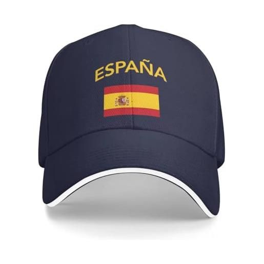 Generic cappellino da baseball spagna bandiera spagnola stampa cappello estivo sole regolabile protezione uv traspirante corsa palestra moda ufficio uomo donna cappellini da esterno blu navy