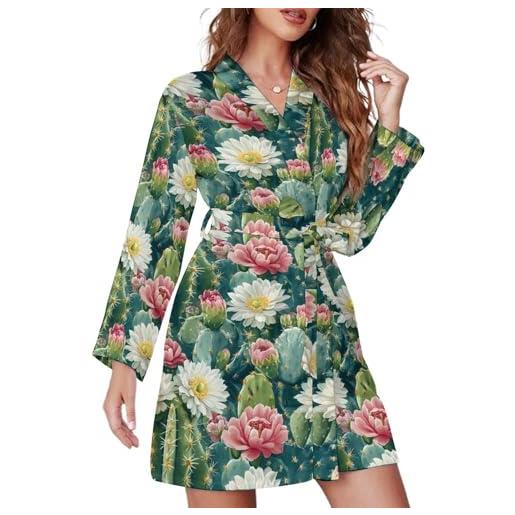 Accappatoio Donna Con Stampa Rane, Morbido In Poliestere, Con Cintura E Scollo A V, Perfetto Per Pigiama E Homewear - 4