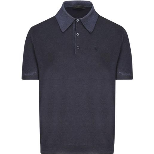 Prada polo in cashmere con ricamo - blu