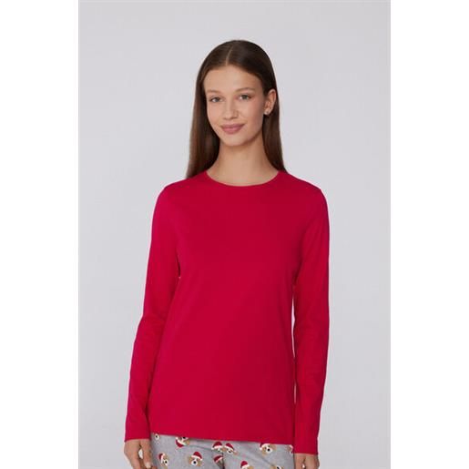 Tezenis maglia maniche lunghe girocollo in 100% cotone donna rosso
