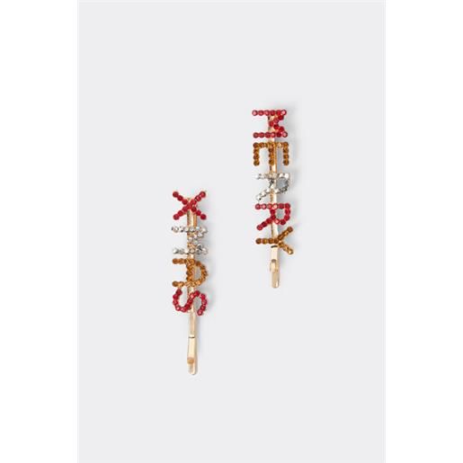 Tezenis set 2 mollette per capelli merry xmas strass unisex rosso