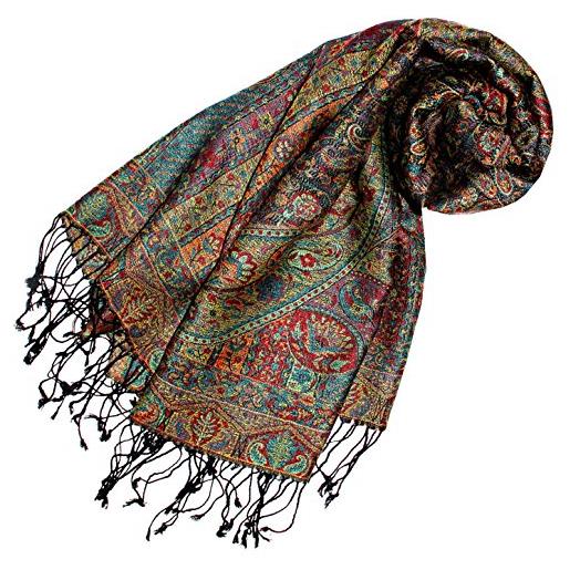 Lorenzo cana pashmina 78118 - sciarpa da donna in seta e lana, 70 x 190 cm, motivo cachemire