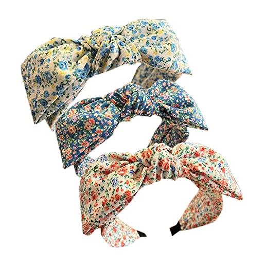 MIQIQAO wide headband per le donne annodato hairband, tessuto hairband, cerchi twist headband accessori per capelli per le ragazze (cwidhuabow2)