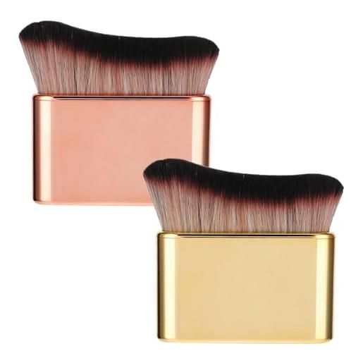YAWYO 2 pennelli abbronzanti, pennello morbido per fondotinta, pennello autoabbronzante portatile per viso, corpo, gambe e trucco (oro rosa, oro)