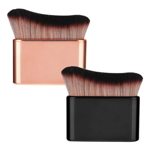 YAWYO 2 pennelli abbronzanti, pennello morbido per fondotinta, pennello autoabbronzante portatile per viso, corpo e gambe (oro rosa, nero)
