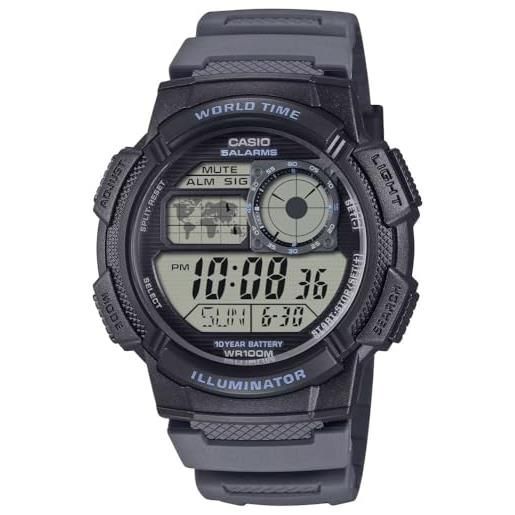 Casio orologio digitale unisex con quadrante nero per giovani, grigio, cinghia