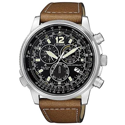 Citizen orologio pilot e660 eco-drive cb5860-27e, analogico uomo, marrone, grande