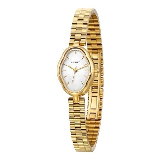 BERNY orologio oro per le donne vintage donna orologio al quarzo 3atm impermeabile moda femminile orologio da polso di lusso orologi da braccialetto idear regalo per ragazza