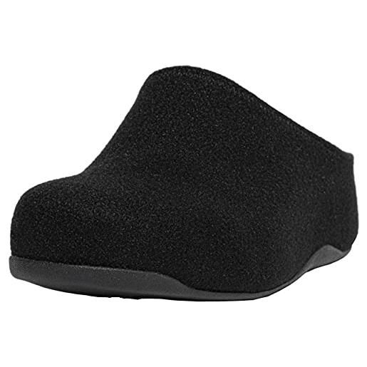 Fitflop pantofole da donna in feltro shuv, tutto nero, 42 eu