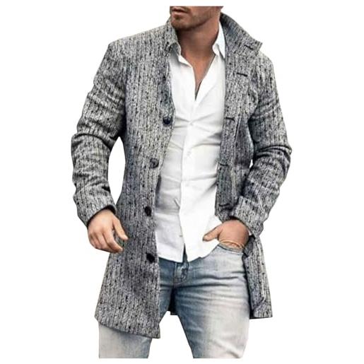 Generisch cappotto corto da uomo, leggero, con bottone, giacca autunnale, giacca casual da uomo, grigio. , l