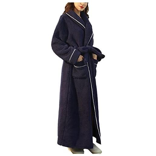 YAOTT accappatoio unisex con tasche e cintura, morbido caldo accappatoio in vello di corallo donna uomo microfibra lungo vestaglia invernale pile collo a scialle peluche camicia da notte di lusso. Donne c 3xl