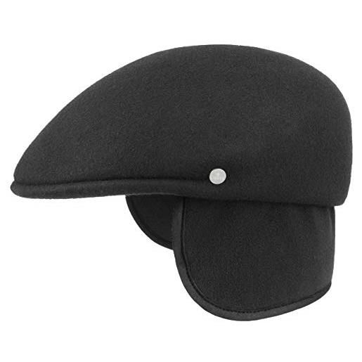 LIERYS coppola outdoor berretto piatto feltro di lana unicolore con paraorecchie made in italy uomo autunno inverno