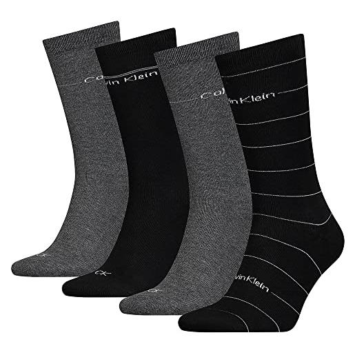 Calvin Klein socks ck men sock 4p stripe tin giftbox, calzino clssc uomini, black combo, one size