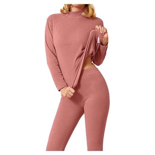 Fulidngzg tuta termica donna manica lunga taglie forti invernale completo termico maglietta termica lana collo alto running pantaloni termici sportiva montagna intimo termico traspirante warm maglia termica