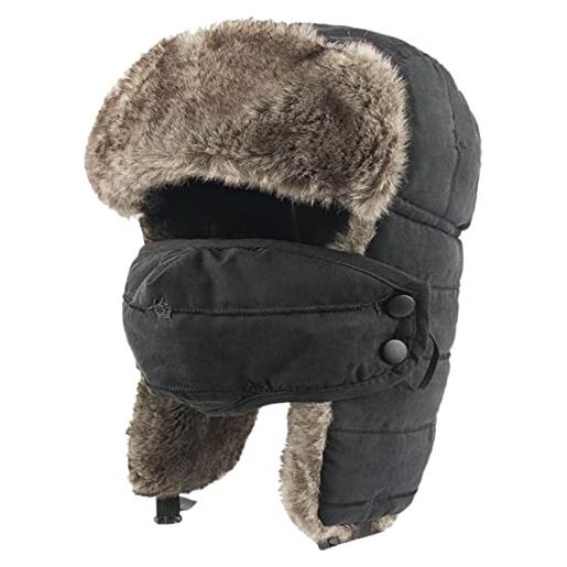 DongBao colbacco russo cappello con paraorecchie inverno sci cappello uomo donna berretto aviatore anti vento in pelliccia sintetica