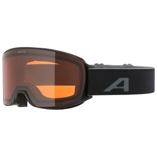ALPINA nakiska q-lite - maschera da sci otg anti-appannamento, estremamente robusta e infrangibile, protezione uv 100% per adulti, black matt