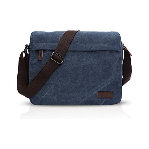 FANDARE new borsa a tracolla uomo laptop da 7.9 pollici affari studente viaggio portatile crossbody bag grande capacità multi-pocket traspirante tela blu b