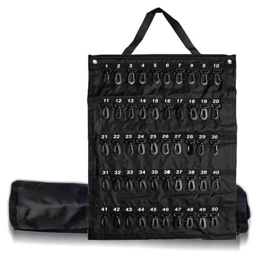 SENRISE custodia per chiavi arrotolabile, portatile, con 30/40/50 posizioni chiave, per auto, vendite, immobiliare, gestione alberghiera, nero , 50 hooks (positions), moderno