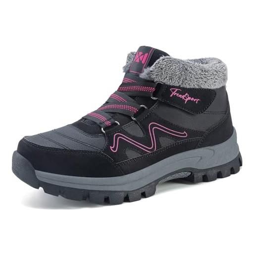 Moudn donna stivali da neve invernali stivaletti scarpe caldi foderati pelliccia scarpe per inverno antiscivolo outdoor trekking