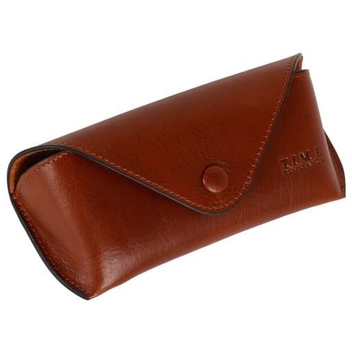 Time Resistance astuccio per occhiali in pelle - custodia rigida in pelle per occhiali - portaocchiali fatto a mano in italia (marrone cognac)