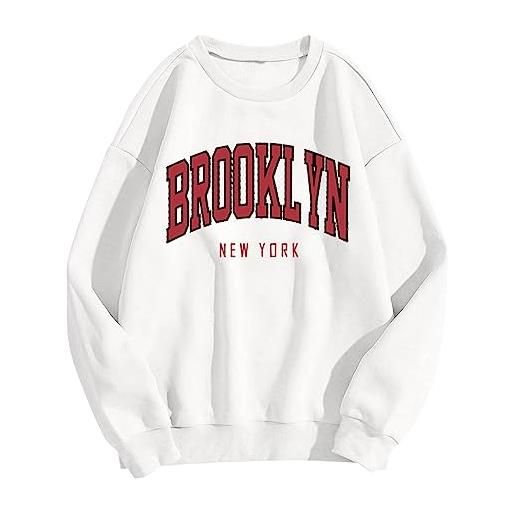 Generic felpe da donna brooklyn alla moda girocollo workou girocollo a maniche lunghe vestibilità ampia lettera tinta unita felpe con cappuccio carino da donna comfort 2025 sottile y2k essential felpe da