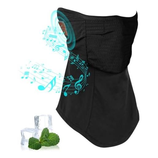 fesoklaf bandana per il viso, passamontagna bluetooth per ciclismo, moto, protezione solare per collo, antivento, traspirante, per tutte le stagioni, per equitazione, arrampicata, corsa, escursionismo, sci, 