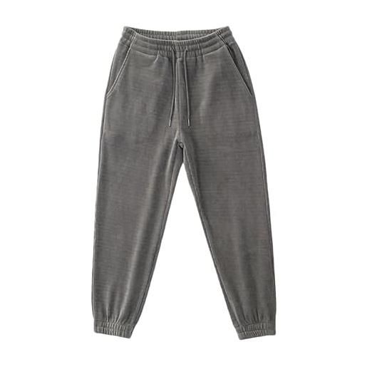 Tute Sci Cargo Multitasche Alti in Velluto a Coste da Uomo Casual da Strada Pantaloni Mimetici Fashion Men (Grey, M