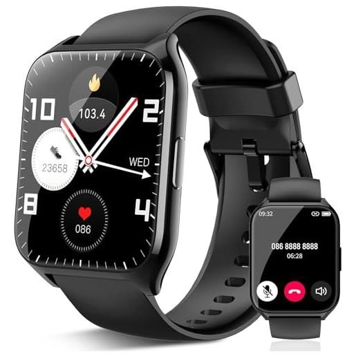 aycy smartwatch uomo donna, 1.85 hd orologio smartwatch con effettua/risposta chiamate, 112+sportive watch con contapassi sonno cardiofrequenzimetro, ip68 orologio fitness tracker, nero misterioso
