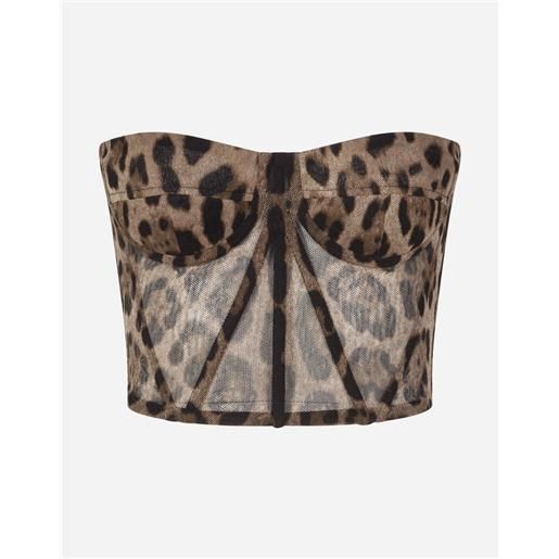 Dolce & Gabbana bustier in tulle stampa leopardo