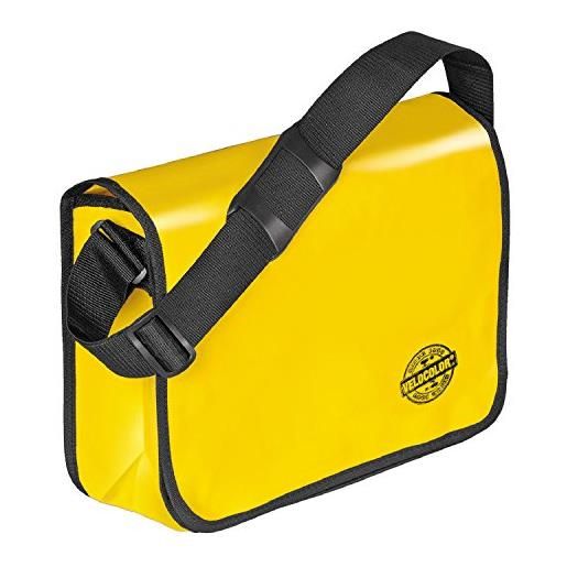 Veloflex borsa a tracolla velocolor, in telone per camion, con scomparto per cellulare, 2 scomparti per penne, 1 pezzo, giallo. , 38, borsa a tracolla