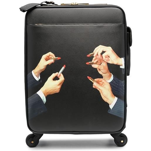 Seletti valigia con stampa lipsticks - nero