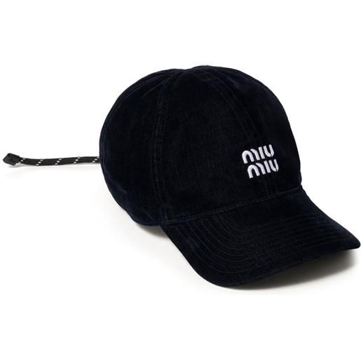 Miu Miu cappello da baseball in velluto - blu